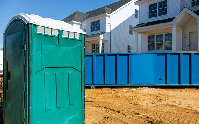 dumpster and portable toilet at a construction site in Racine WI